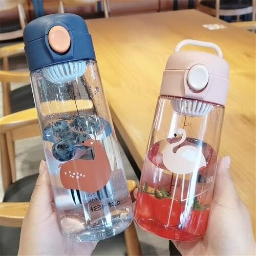 450/600ml Cute Cartoon Water Bottles For Girls Chirldren Women BPA Free PP Hot Water BottleTravel Tea Cup For Kids