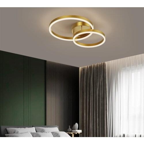 AC85-265V Rings Mordern Minimalist Interior Dimmable Pure Copper Ceiling Lamps Suspended Led Plafonniers For Living Dining Room