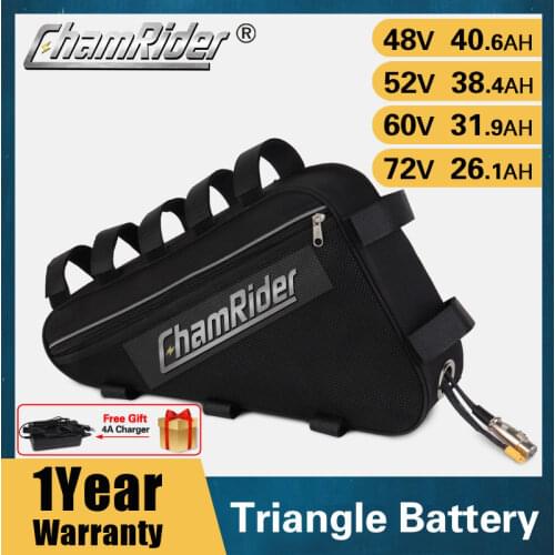 Original 48V Battery 48V 40AH 52V ebike Battery 36V 57.6AH Triangle Battery Large Capacity 1500W Super Powerful 21700 Cell