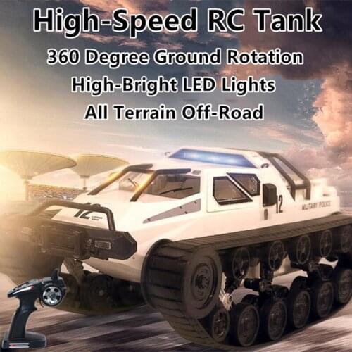 Wireless Control RC Tank 2.4G 1:12 18mins Dual Current Drive 360 Degree Rotation High Speed Drift Remote Control Tank Model Toy