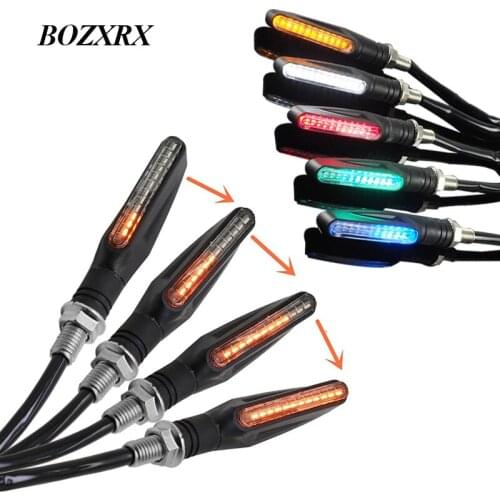 BOZXRX 1 pair Motorcycle Flowing Water LED Turn Signals Motocross Blinker Flexible Tail Light Motorbike Indicator Lamp Scooter