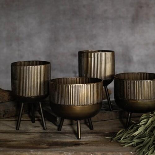 Bronze plant pots Retro Industrial style metal flower pot with foot Size L flower pot plant pots decorative