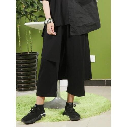 Summer street personality Fake two pieces harem pants mens casual trousers feet pants for men and womens pantalon homme black