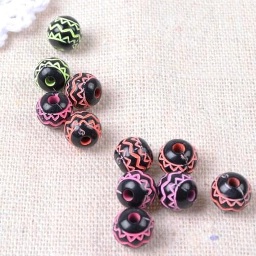 2018 New Black Fluorescence Stripe Wave Acrylic Spacer Beads For Bracelet Necklace Jewelry Making DIY 8mm 100pcs/lot