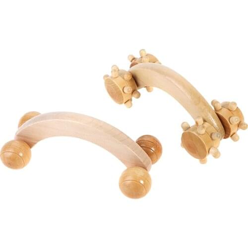 Solid Wood Full-body Four Wheels Wooden Car Roller Relaxing Hand Massage Tool Reflexology Face Hand Foot Back Body Therapy