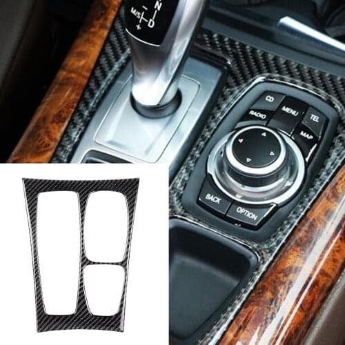 For BMW E70 E71 X5 X6 2009 2010 2011 2012 2013 Carbon Fiber Car Gear Shift Box Panel Trim Automotive Interior Sticker