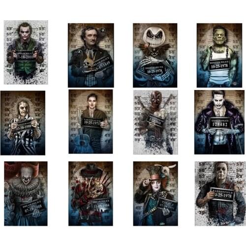 Dropshipping 5D Diy Diamond Painting Halloween, Quinn,Chucky,Freddy Jail Picture, Joker,Arte Horror Movies Cross Stitch