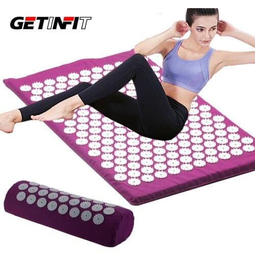 Getinfit Eco Mat Acupressure Massager Natural Linen Cotton Acupuncture Mats +Pillow Back Reflexology Trigger Point Massage