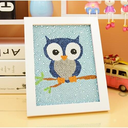 GLymg 5d Diamond Painting Full Drill Owl Shaped Diamond Animal Series 15X20 cm Decoration Picture With Frame