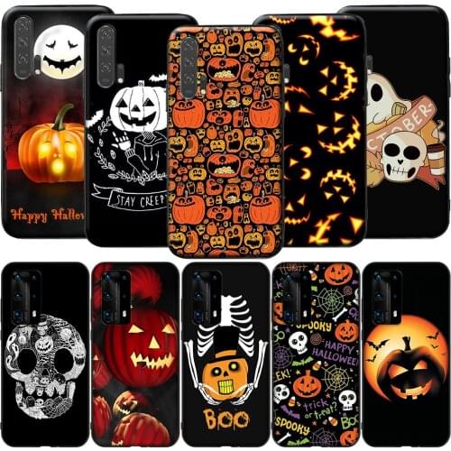 GX232 Spooky Skull Pumpkin Halloween for Huawei Y5P Y6P Y7A Y8P Y9A Mate 10 20 30 Pro Lite Nova 2i 3 3i 4 5 5T 7 SE P Smart Z
