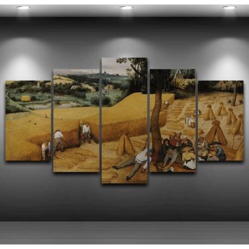 Canvas Home Decor Wall Art 5 Panels The Painting Of Old Peter Bruegel Modular The Harvesters Pictures For Living Room Prints