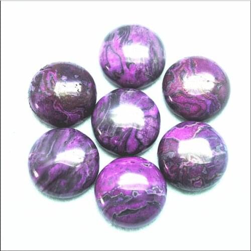 10pcs purple jasperr gem stone cabochons round shape size 20mm for metal pendants making NO hole natural semi precious stone