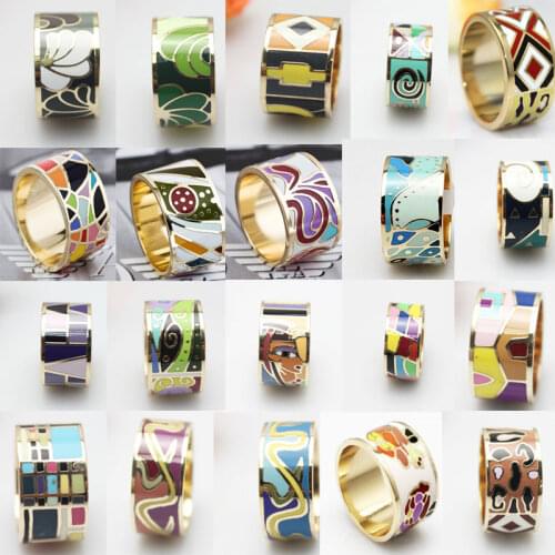 Clearance 30 Styles Raibow Colorfull Copper Gold Plating Wedding Party Enamel Jewelry Rings