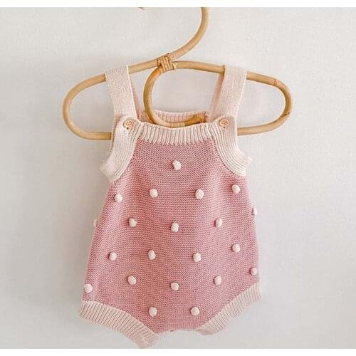 One-Piece Suit Baby Bodysuit Triangle Crawling Clothes Autumn Baby Girl Infant Children Handmade Pom-Pom Knitted Bodysuit