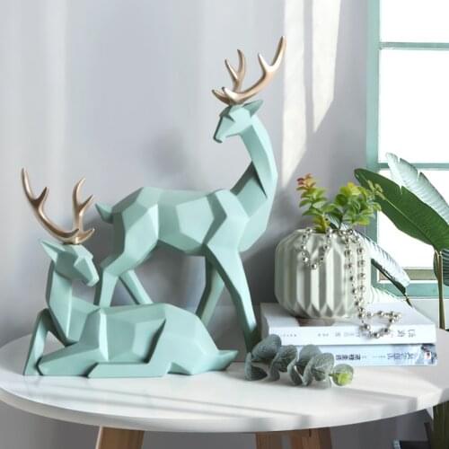 NORDIC STYLE CREATIVE 3D SOLID GEOMETRY DEER LUCKY ORNAMENTS RESIN CRAFTS HOME FURNISHING DECORATION DESK FIGURINES ART L3246