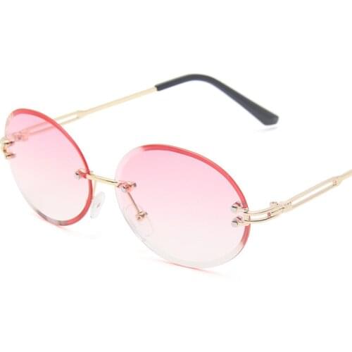 2021 New Rimless Cut Edge Sunglasses Womens Oval Net Red Gradually Changing Color Sun Glasses Fashion