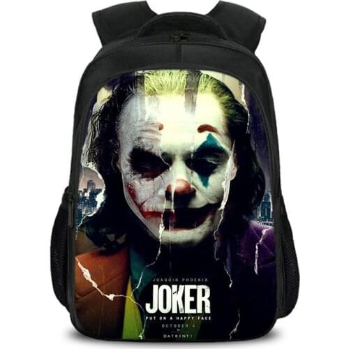 New Joker Joaquin Phoenix Cosplay Children School Bags Kids Bag Arthur Fleck Travel Backpack for Teenagers Girls Boys