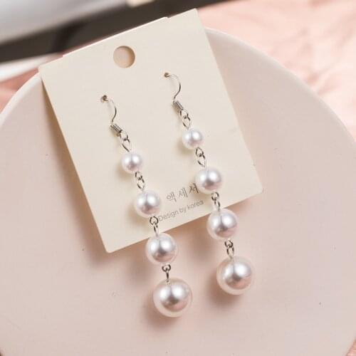 New Fashion Earrings Female Personality Imitation Pearl Large Beads Earrings Long Tassel Pendant Earrings Not Allergic For Women