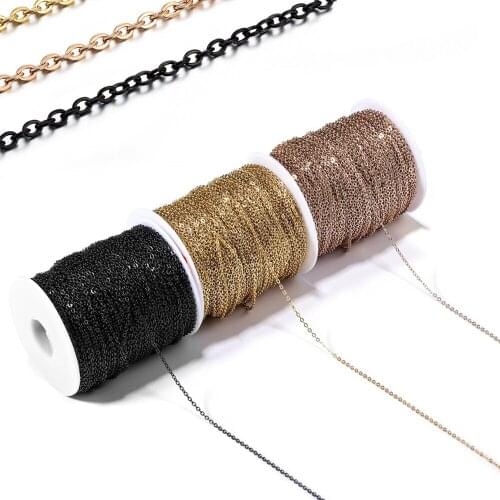 2-5m/Lot 1.2-3.0mm Stainless Steel Oval Chain Link Cross Bulk Necklace Chain For DIY Jewelry Making Handmade Finding Accessories