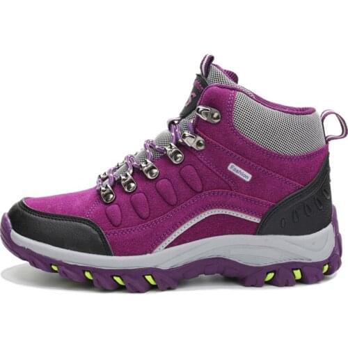 Couple Hiking Shoes Men Women Waterproof Hiking Boots Warm High Top Mountain Climbing Camping Shoes Trekking Hunting Footwear