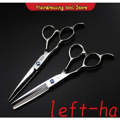 Professional Left-handed Hairdressing Scissors Tooth Scissors Flat Shear Stainless Steel Haircut Hairdressing Tools Japan 440c