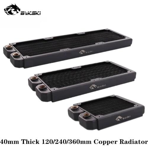 Bykski 40mm Thick 120/240/360mm Copper Radiator PC Water Coolant Discharge Heat Sink Exchanger For 3*12cm Fan Radiator RD360-TK