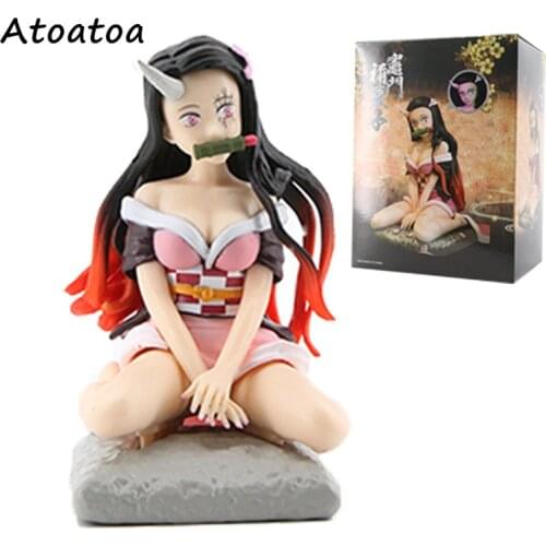Demon Slayer Nezuko Lovely Ghosting Sitting Ver. PVC Action Figure Kimetsu no Yaiba Kamado Tanjirou Nezuko Kimono Cute Model