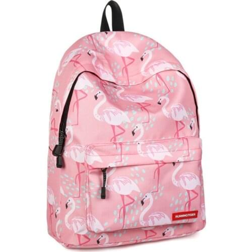 Children School Bags For Girls Pink Flamingo Printed Women Fashion Backpack Large Capacity Nylon Designed Bagpack