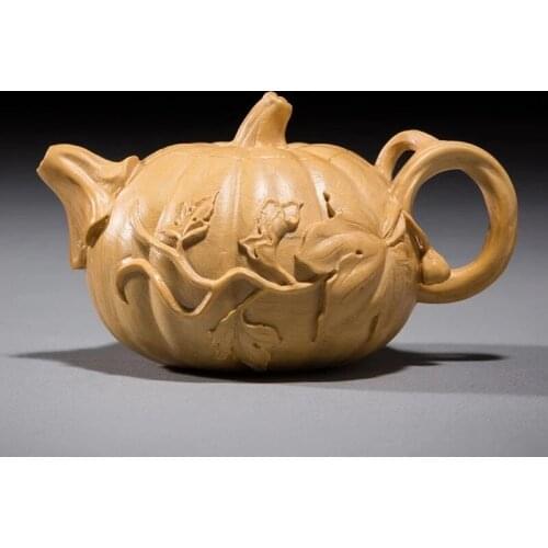 Boxwood 6cm 8cm Pumpkin Teapot Sculpture Lucky Collection Plant Statue Desktop Decoration Home Decor
