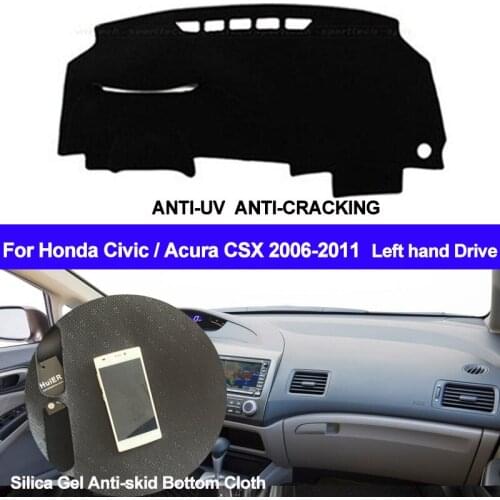 TAIJS Car Dashboard Cover Silicone Non-Slip Dash Mat Dash Pad Carpet For Honda Civic Acura CSX 2006 2007 2008 2009 2010 2011