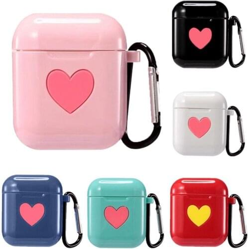 Cute Heart Silicone Dust-proof Protective Cover for AirPods Charge Case with Buckle чехол на аирподс