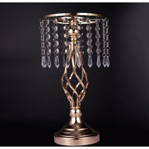 Vertical Crystal Candle Holder Metal Candle Holder Romantic Vase Soporte Vela Candle Holders Wedding Decorations DD60ZT