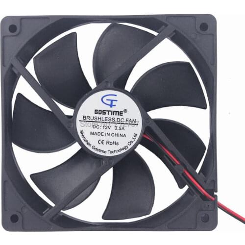 1pcs Gdstime 12025H 12cm 120mm 120x120x25mm 12V 2Pin High Speed Hydraulic DC Black Plastic Brushless Cooling Fan
