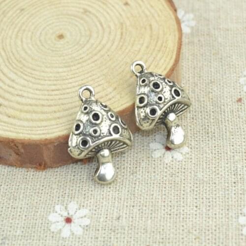 10pcs Charms mushroom metal handmade Craft pendant making fit,Vintage Tibetan Silver ,DIY for bracelet necklace 26*18*5mm K11