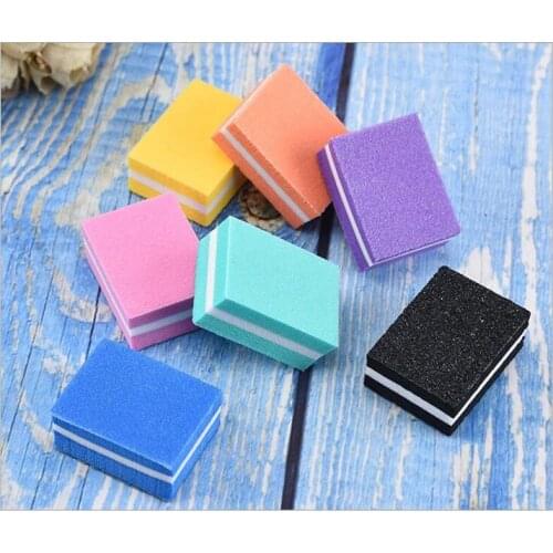 100pcs/lot mini colorful sandwich nail file buffer block pink sanding tools pedicure file nail art manicure accessories