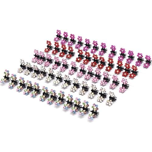 12pcs/set Mini Rhinestone No-Slip Grips Hair Clips for Women Girls Glitter Teeth Metal Clamps Flower Hair Accessories