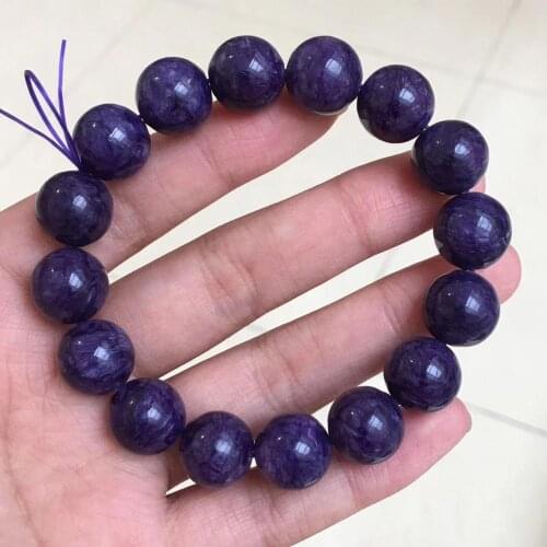 13mm Genuine Natural Purple Charoite Bracelet For Woman Lady Man Love Lucky Crystal Round Beads Gemstone Stretch Jewelry AAAAA