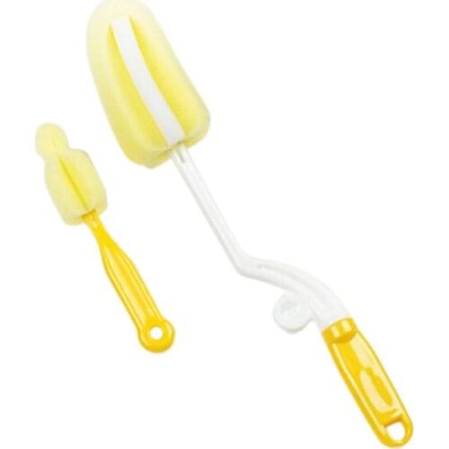 2 PCS Sponge Brush Baby Milk Feeding Bottle Nipple Cleaning Brushes Random Color