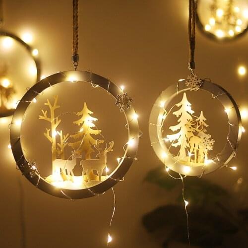 2021 Nordic Ins Wooden Elk Wall Circular Wall Hanging Creative Home Bedroom Living Room Wall Decoration Pendant