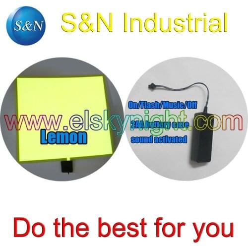 2AA battery case inverter sound activated 10X10CM el sheet el panel Yellow + free shipping