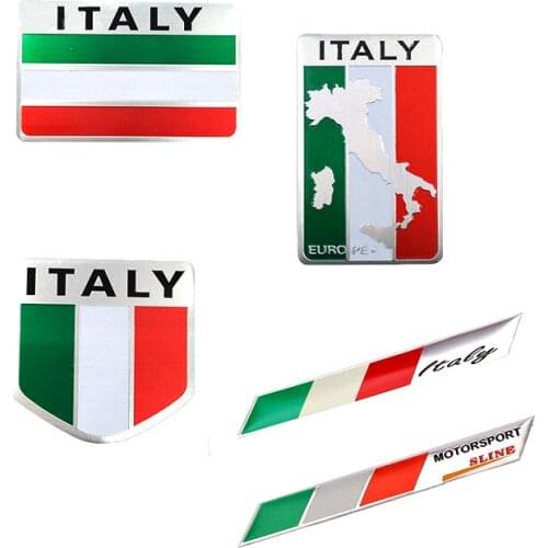 3D Aluminum Italy Italian Flag Adhesive Emblem Badge Car Sticker Motorcycle Decal For Alfa Romeo Fiat Ferrari Honda Suzuki BMW