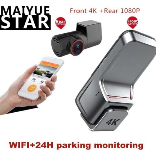 4K+1080P car DVR dual front and rear wifi application night vision video recorder voice recorder loop recording driving recorder