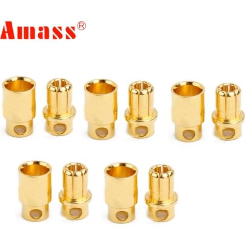 5 pairs AMASS 8.0mm Banana golden Plug Connector male female ESC Motor plug for RC Car/Trunk/Drone