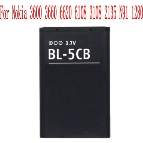 High Quality 800mAh BL-5CB Battery For Nokia 3600 3660 6620 6108 3108 2135 N91 1280 Cell Phone