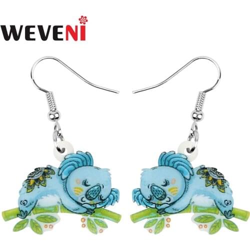 WEVENI Acrylic Australia Koala Bear Earrings Lightweight Cute Animal Dangle Drop Jewelry For Women Kids Trendy Gift Decoration