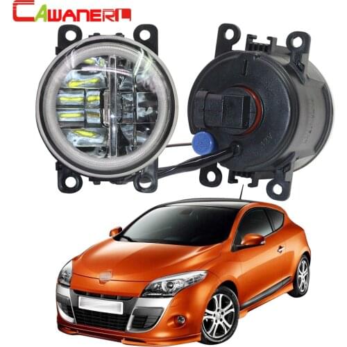 Cawanerl 2 Pieces Car 4000LM LED Lamp H11 Fog Light + Angel Eye Daytime Running Light DRL 12V For 2002-2015 Renault Megane 2 3
