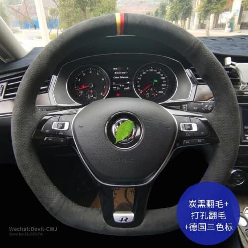 Steering wheel cover for Volkswagen Lavida plus Sagitar Golf Magotan Lamando Bora Passat Tiguan Suede leather interior Auto part
