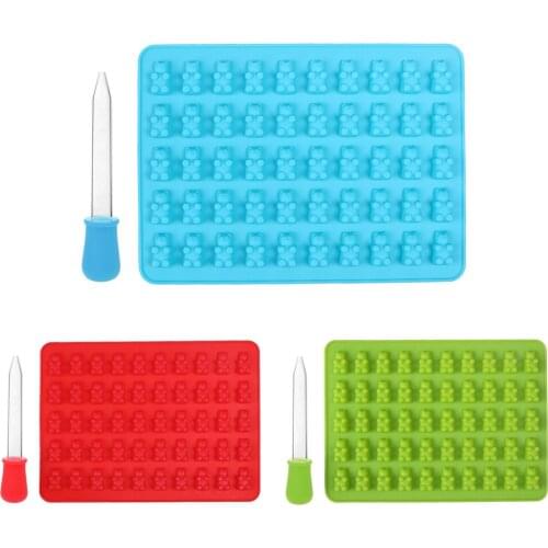 50 Cavity Gummy Bear Shape Baking Mold Candy Chocolate Silicone Cake Mold Ice Cube Tray Jelly Moulds Party Wedding Decoration