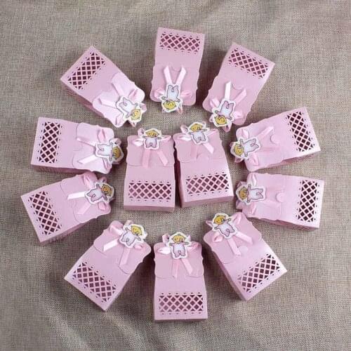 Hot Sale 12Pcs Boy And Girl Paper Baptism Baby Shower Candy Box Decoration Kid Favors Gift Sweet Birthday Event Party Supplies