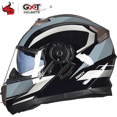 GXT Flip Up Casco Moto Men Motorcycle Helmet Full Face Motobiker Motocross Riding Helmets Motorcycle Capacete With Doublel Lens